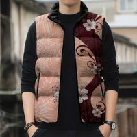 Polynesia Hibiscus Sleeveless Puffer Jacket Rose Bud Curve Motif - Polynesian Pride