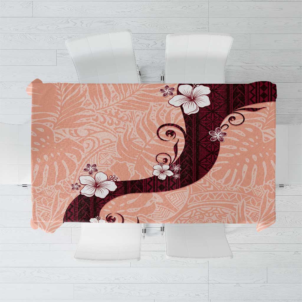 Polynesia Hibiscus Tablecloth Rose Bud Curve Motif LT05 Red - Polynesian Pride