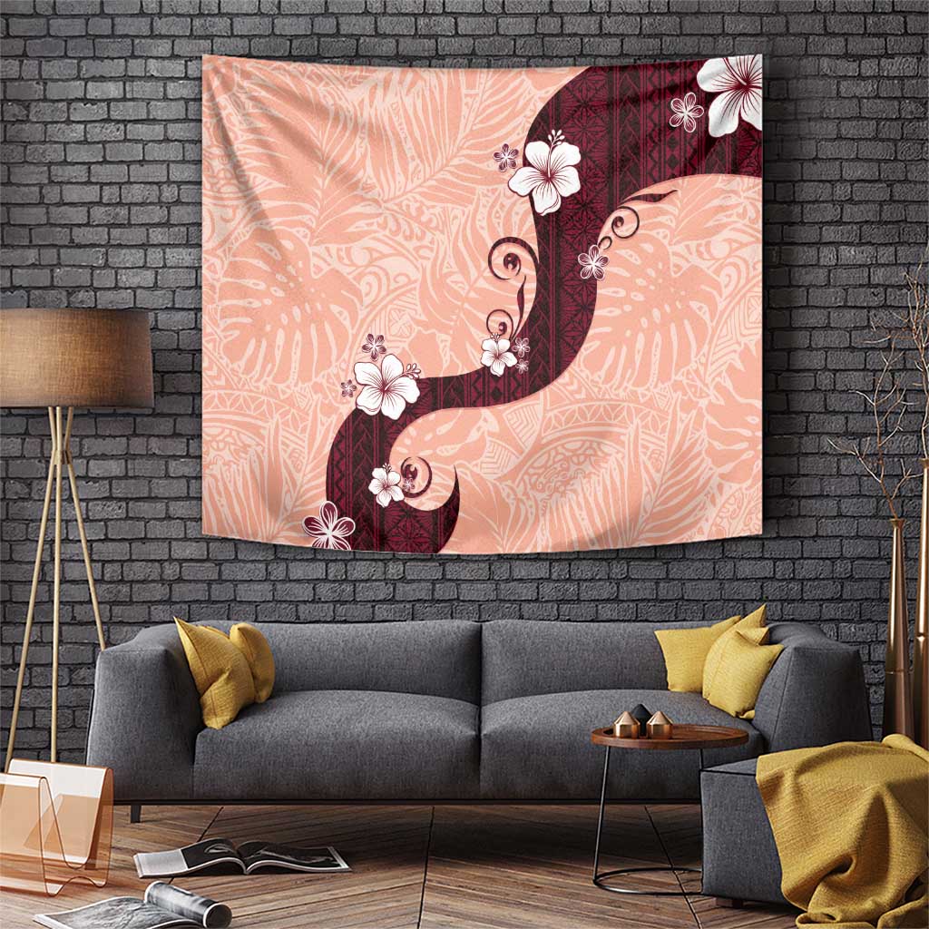 Polynesia Hibiscus Tapestry Rose Bud Curve Motif LT05 Red - Polynesian Pride