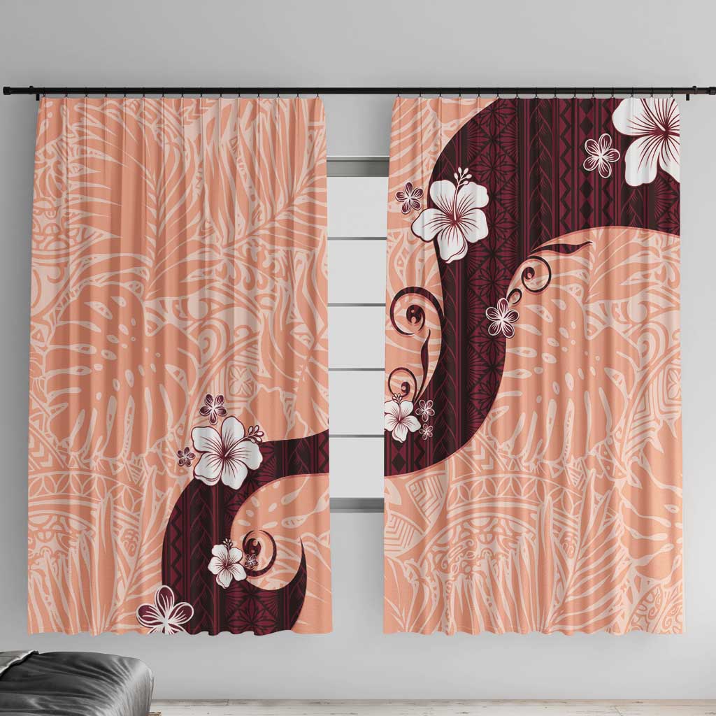 Polynesia Hibiscus Window Curtain Rose Bud Curve Motif - Polynesian Pride