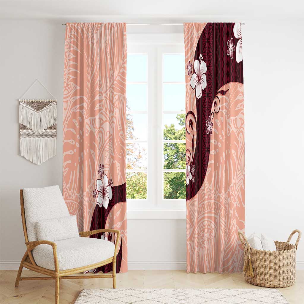 Polynesia Hibiscus Window Curtain Rose Bud Curve Motif - Polynesian Pride