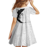 Polynesia Hibiscus Family Matching Mermaid Dress and Hawaiian Shirt White Curve Motif - Polynesian Pride