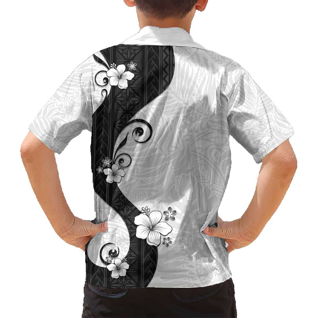 Polynesia Hibiscus Family Matching Off Shoulder Maxi Dress and Hawaiian Shirt White Curve Motif - Polynesian Pride