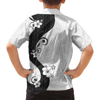 Polynesia Hibiscus Family Matching Off Shoulder Maxi Dress and Hawaiian Shirt White Curve Motif - Polynesian Pride