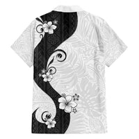 Polynesia Hibiscus Family Matching Off Shoulder Maxi Dress and Hawaiian Shirt White Curve Motif - Polynesian Pride