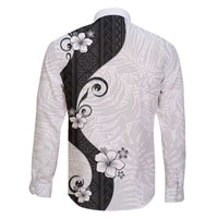 Polynesia Hibiscus Family Matching Off Shoulder Maxi Dress and Hawaiian Shirt White Curve Motif - Polynesian Pride