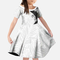 Polynesia Hibiscus Family Matching Puletasi and Hawaiian Shirt White Curve Motif - Polynesian Pride