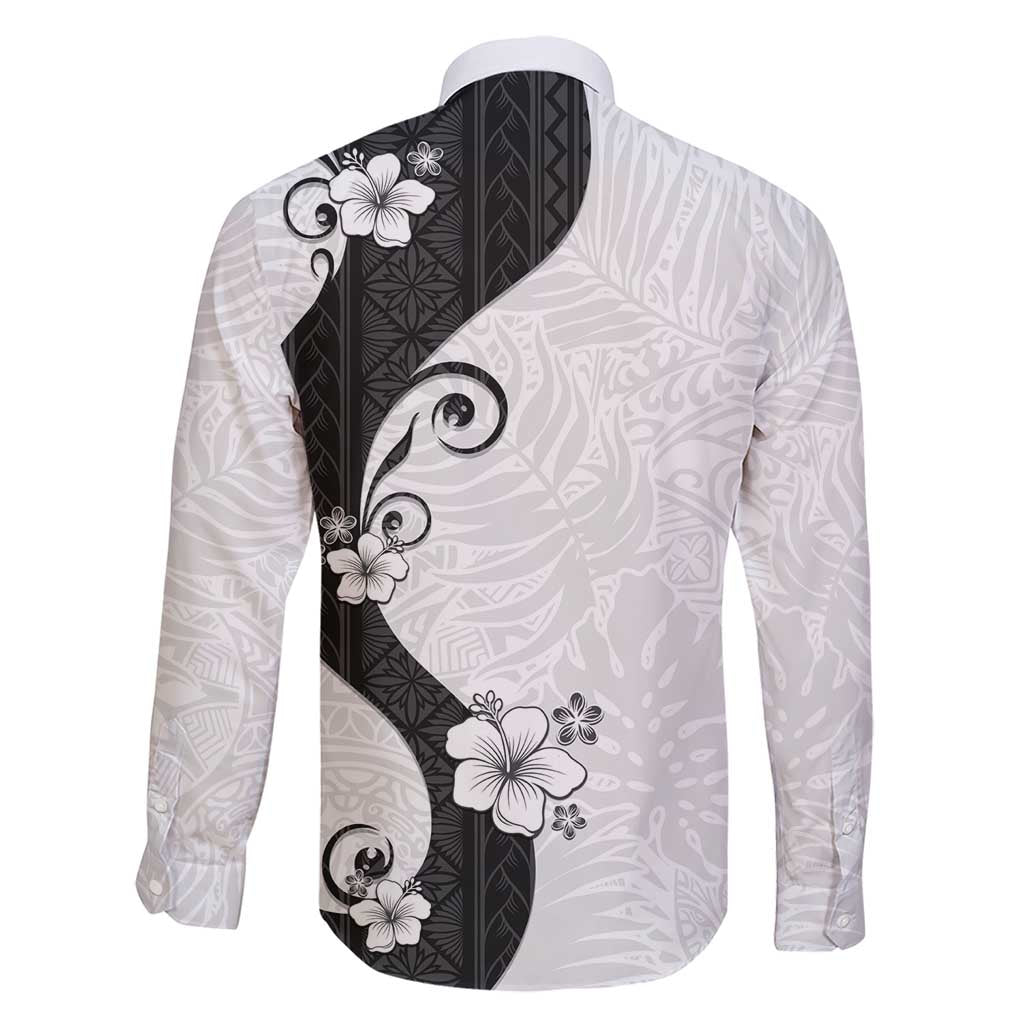 Polynesia Hibiscus Family Matching Short Sleeve Bodycon Dress and Hawaiian Shirt White Curve Motif - Polynesian Pride