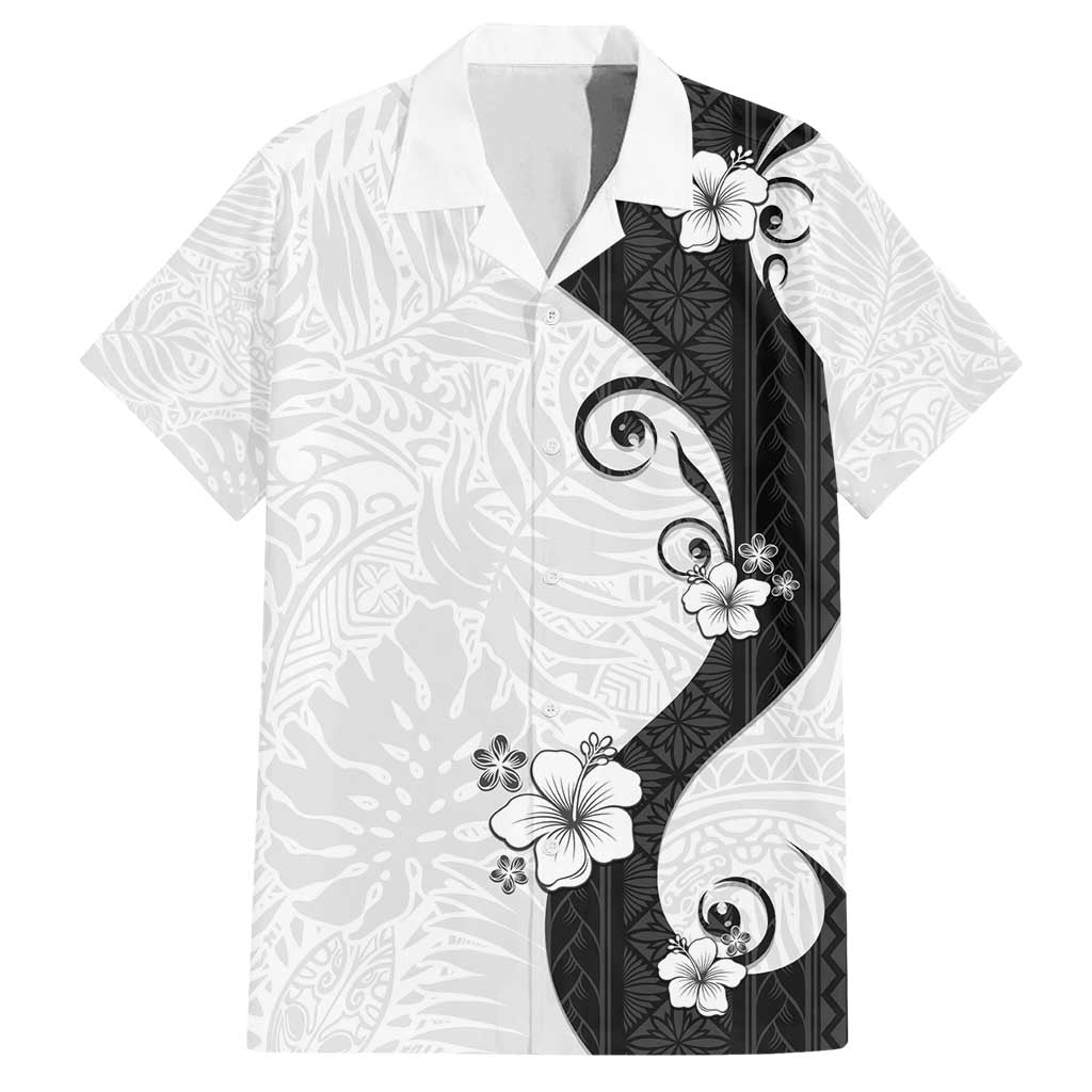 Polynesia Hibiscus Family Matching Summer Maxi Dress and Hawaiian Shirt White Curve Motif - Polynesian Pride