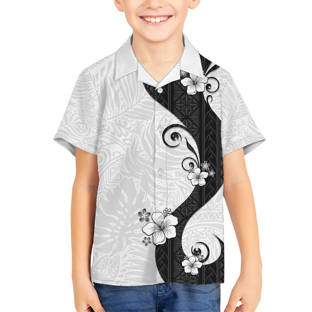 Polynesia Hibiscus Family Matching Tank Maxi Dress and Hawaiian Shirt White Curve Motif - Polynesian Pride