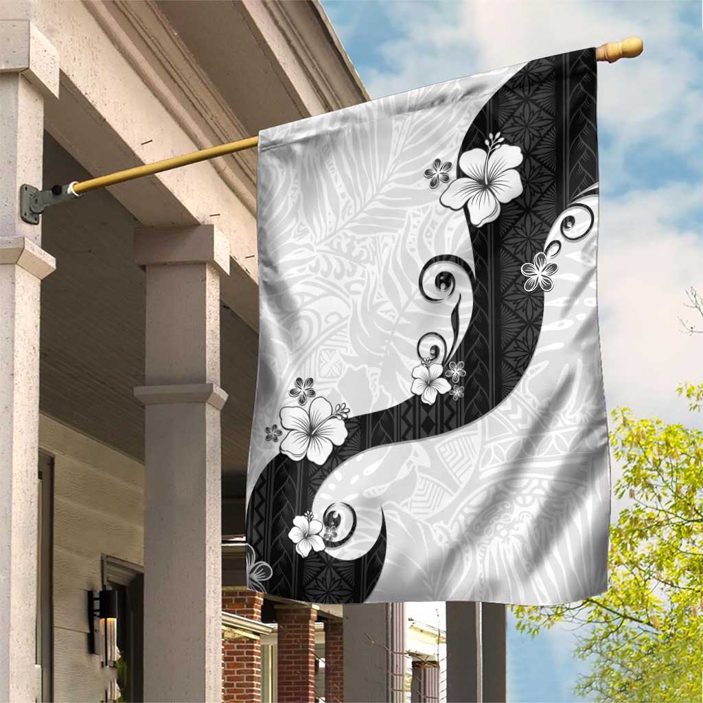 Polynesia Hibiscus Garden Flag White Curve Motif LT05 House Flag White - Polynesian Pride