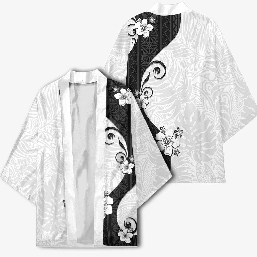 Polynesia Hibiscus Kimono White Curve Motif LT05 - Polynesian Pride