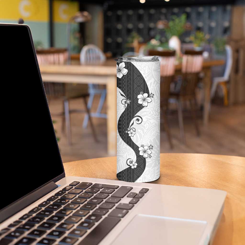 Polynesia Hibiscus Skinny Tumbler White Curve Motif - Polynesian Pride