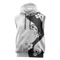 Polynesia Hibiscus Sleeveless Hoodie White Curve Motif - Polynesian Pride