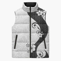 Polynesia Hibiscus Sleeveless Puffer Jacket White Curve Motif - Polynesian Pride