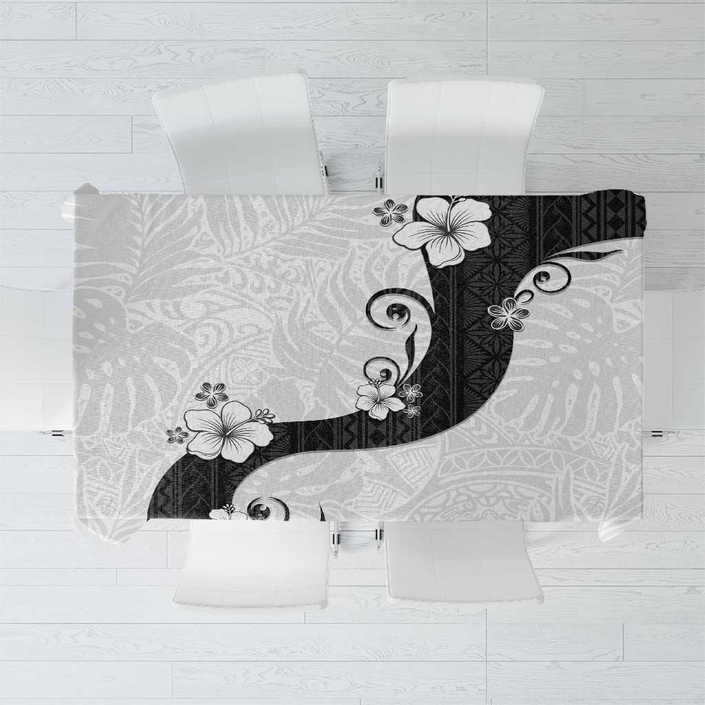Polynesia Hibiscus Tablecloth White Curve Motif LT05 White - Polynesian Pride