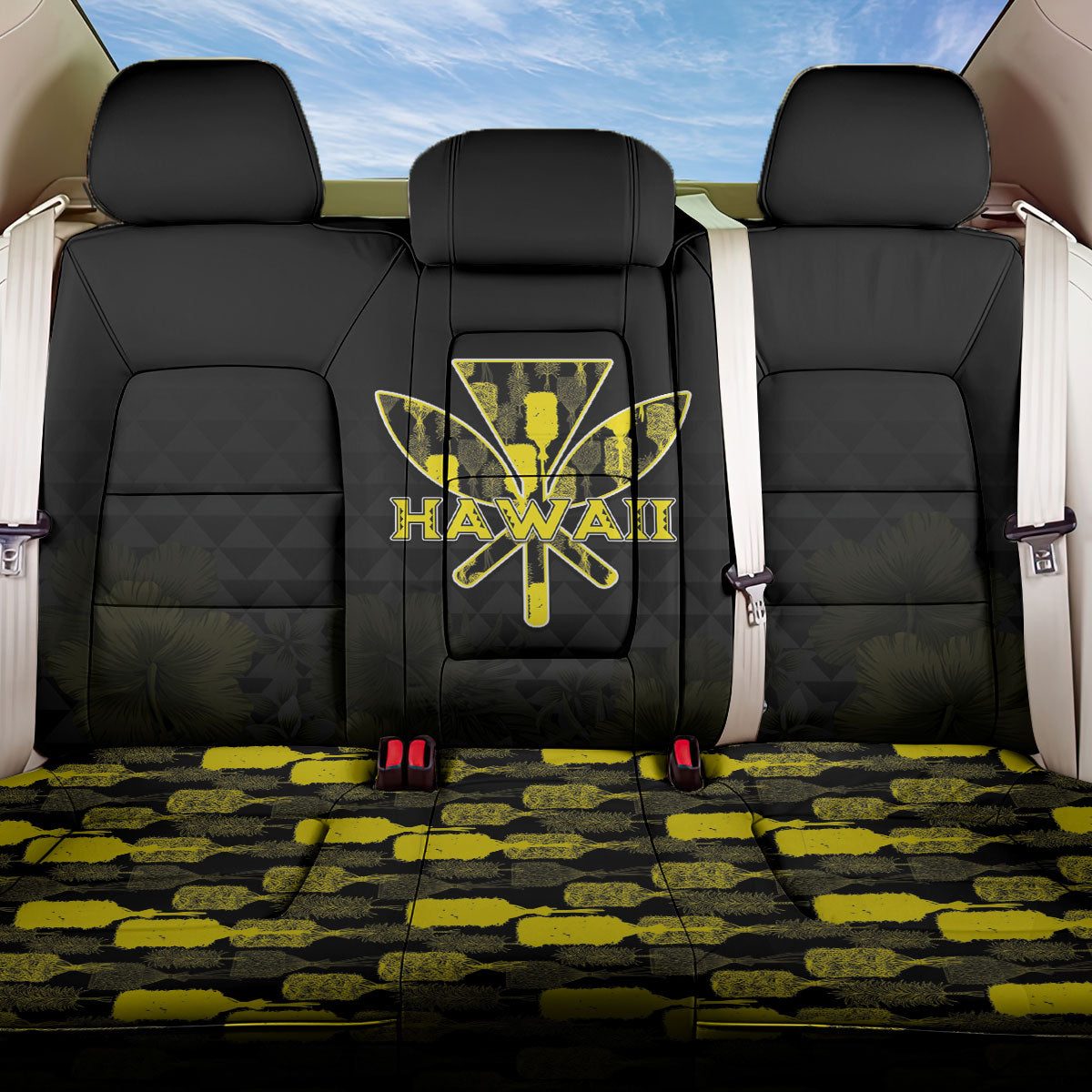 Aloha Hawaii Kahili Back Car Seat Cover Kanaka Maoli With Kakau Pattern