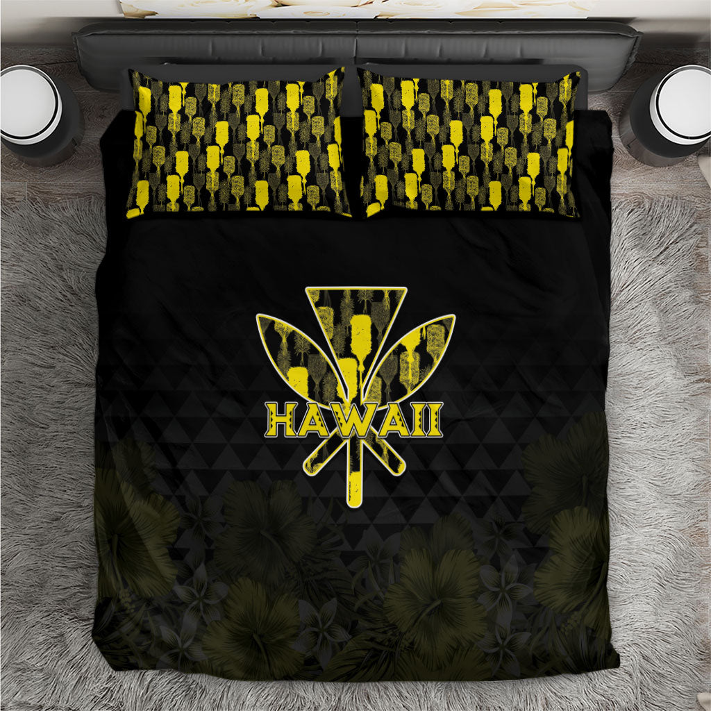 Aloha Hawaii Kahili Bedding Set Kanaka Maoli With Kakau Pattern LT05 Black - Polynesian Pride