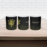 Personalised Aloha Hawaii Kahili Ceramic Mug Kanaka Maoli With Kakau Pattern