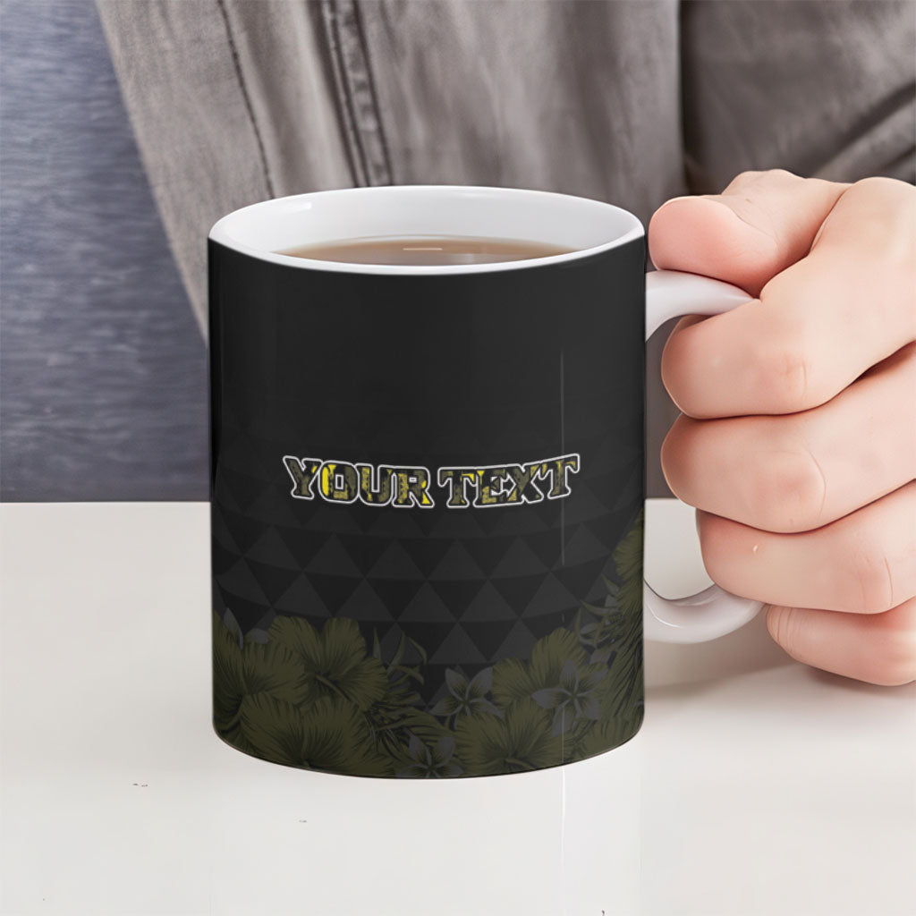 Personalised Aloha Hawaii Kahili Ceramic Mug Kanaka Maoli With Kakau Pattern