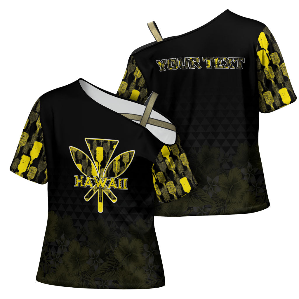 Personalised Aloha Hawaii Kahili Cross Shoulder Shirt Kanaka Maoli With Kakau Pattern