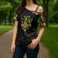 Personalised Aloha Hawaii Kahili Cross Shoulder Shirt Kanaka Maoli With Kakau Pattern
