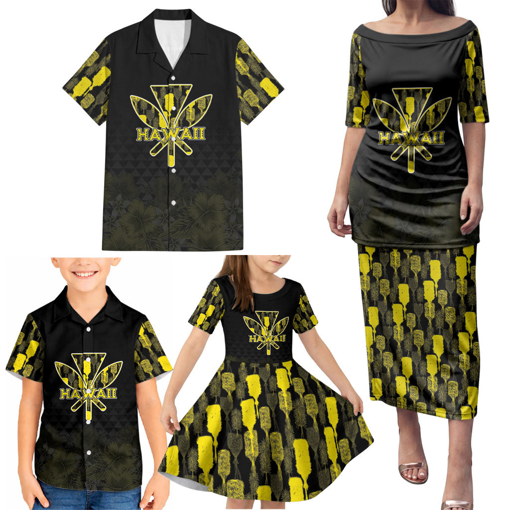 Personalised Aloha Hawaii Kahili Family Matching Puletasi and Hawaiian Shirt Kanaka Maoli With Kakau Pattern