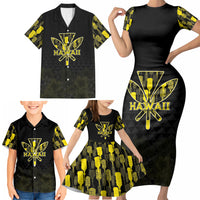 Personalised Aloha Hawaii Kahili Family Matching Short Sleeve Bodycon Dress and Hawaiian Shirt Kanaka Maoli With Kakau Pattern