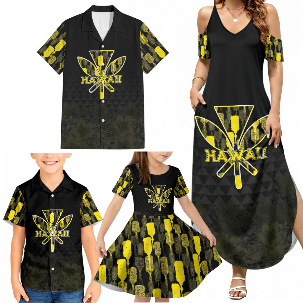 Personalised Aloha Hawaii Kahili Family Matching Summer Maxi Dress and Hawaiian Shirt Kanaka Maoli With Kakau Pattern