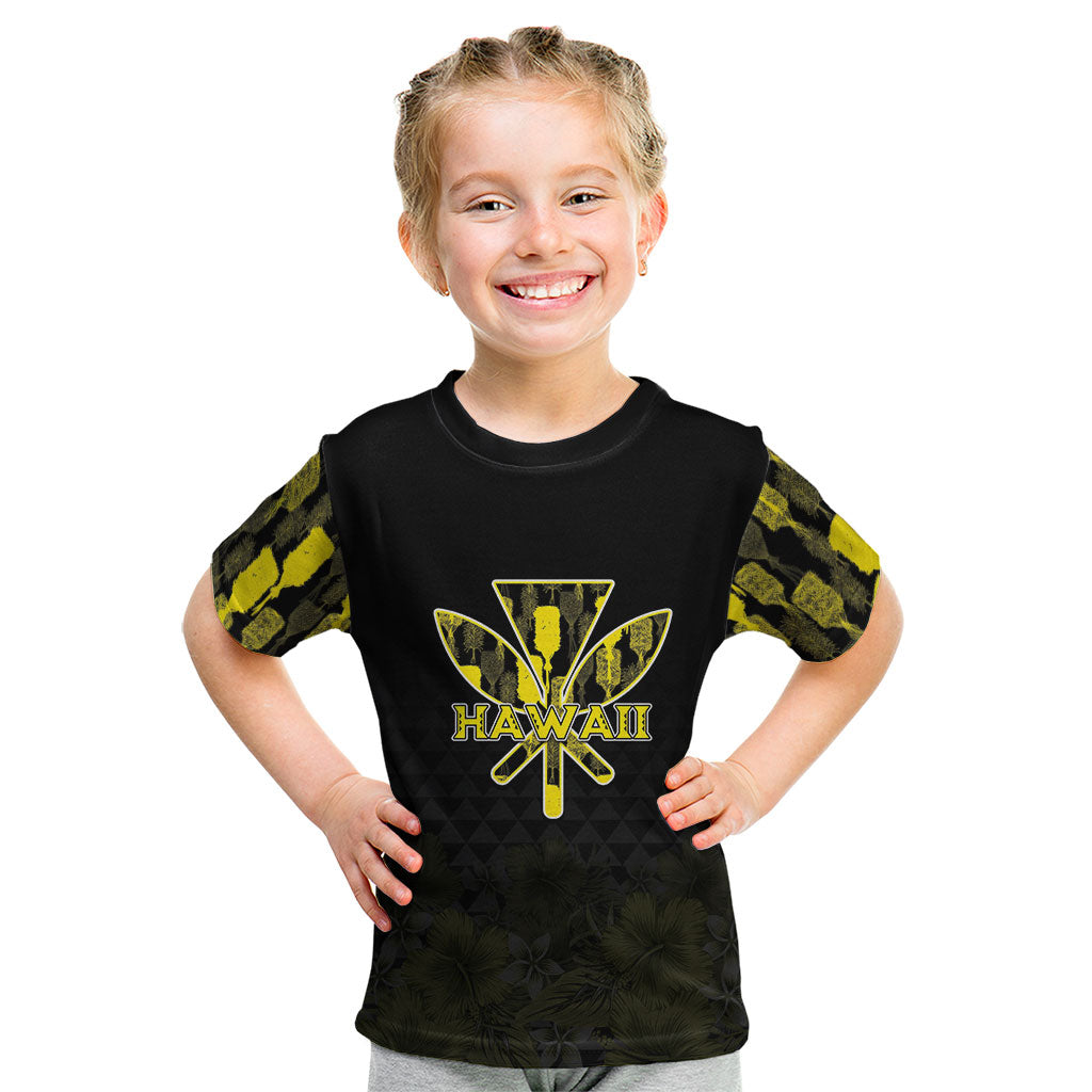 Personalised Aloha Hawaii Kahili Kid T Shirt Kanaka Maoli With Kakau Pattern