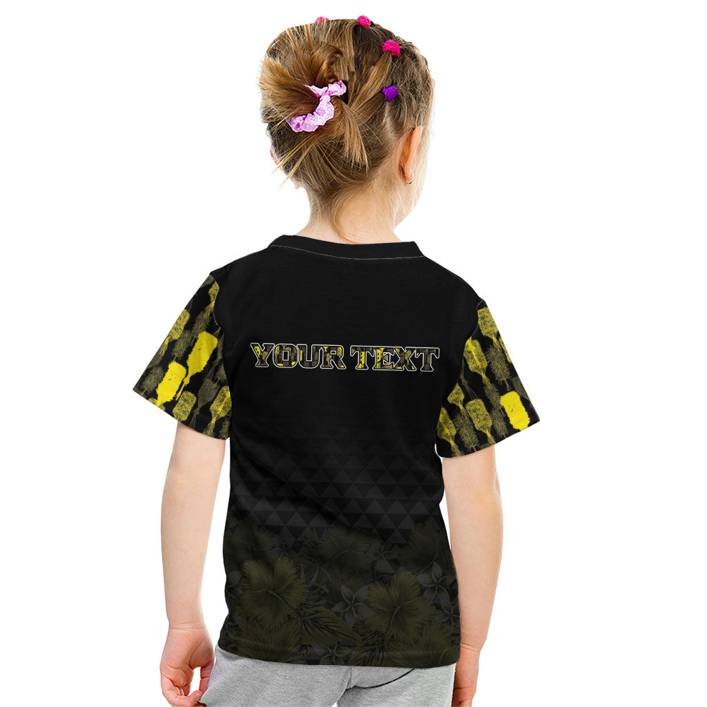 Personalised Aloha Hawaii Kahili Kid T Shirt Kanaka Maoli With Kakau Pattern