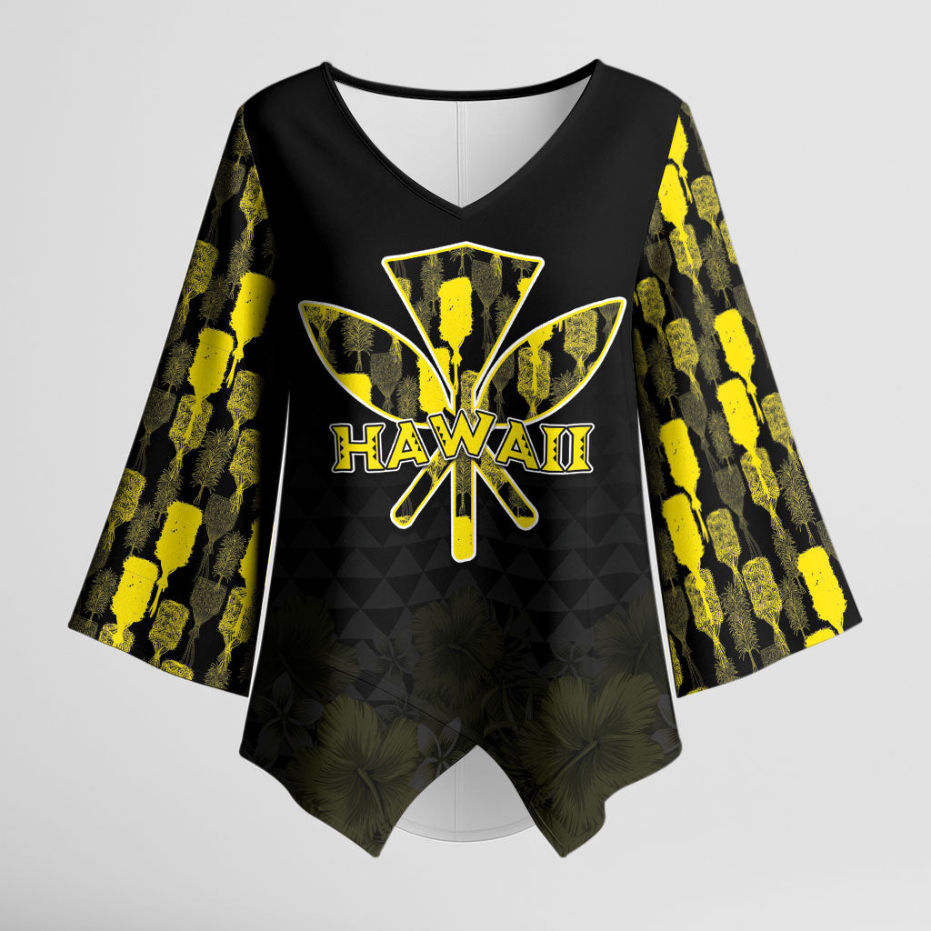 Personalised Aloha Hawaii Kahili Kimono Sleeve Blouse Kanaka Maoli With Kakau Pattern