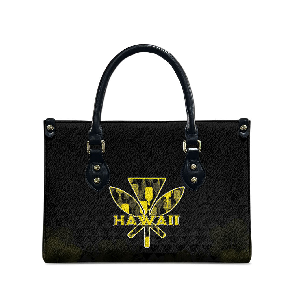 Aloha Hawaii Kahili Leather Bag Kanaka Maoli With Kakau Pattern