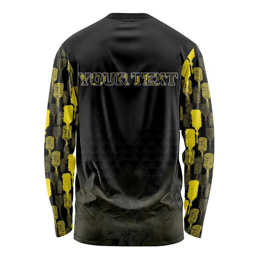 Personalised Aloha Hawaii Kahili Long Sleeve Shirt Kanaka Maoli With Kakau Pattern