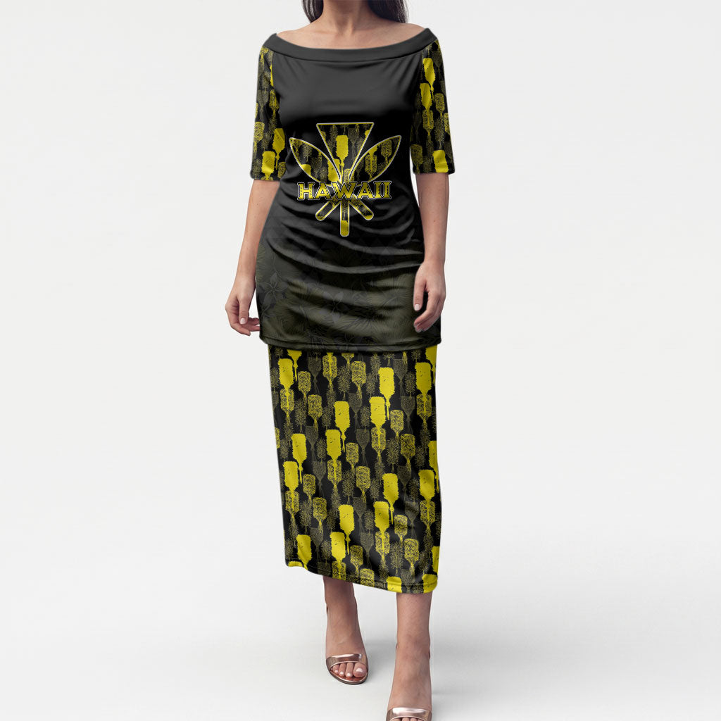 Personalised Aloha Hawaii Kahili Puletasi Kanaka Maoli With Kakau Pattern