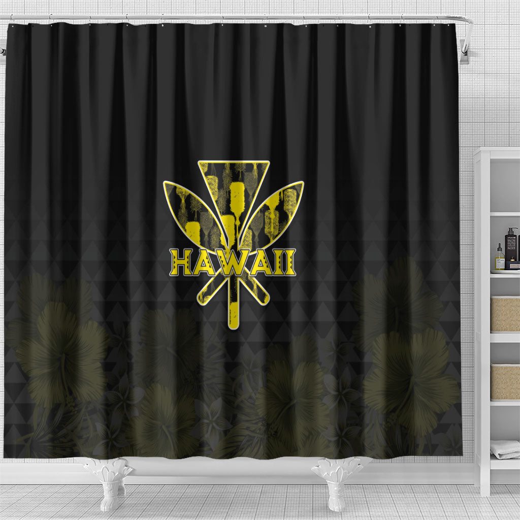 Aloha Hawaii Kahili Shower Curtain Kanaka Maoli With Kakau Pattern