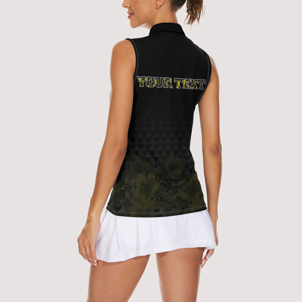 Personalised Aloha Hawaii Kahili Women Sleeveless Polo Shirt Kanaka Maoli With Kakau Pattern