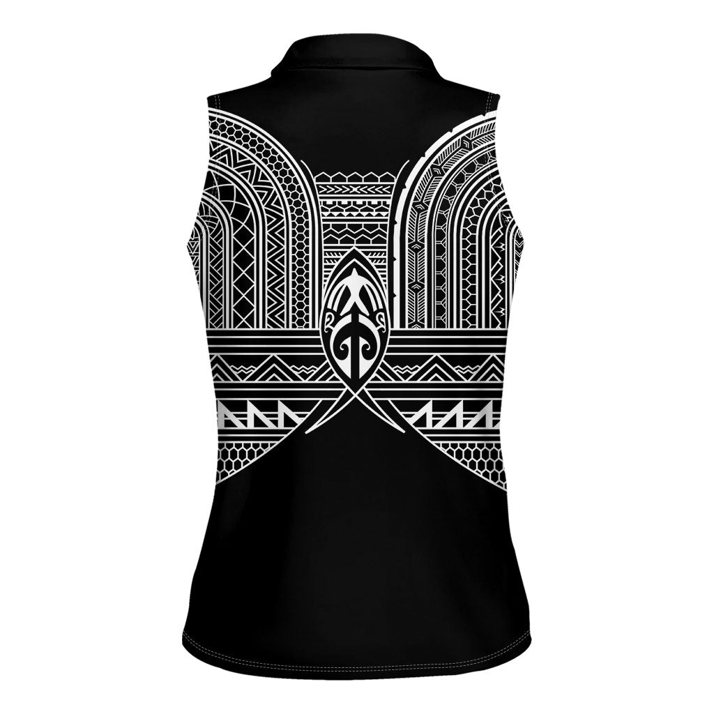 Philippines Igorot Tribal Inspired Women Sleeveless Polo Shirt Black Version