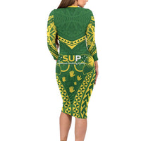 Samoa SUP Family Matching Long Sleeve Bodycon Dress and Hawaiian Shirt Samoan Coat Of Arms LT05 - Polynesian Pride