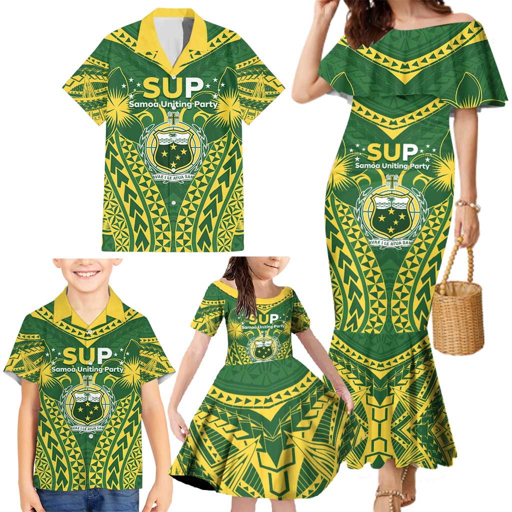 Samoa SUP Family Matching Mermaid Dress and Hawaiian Shirt Samoan Coat Of Arms LT05 - Polynesian Pride