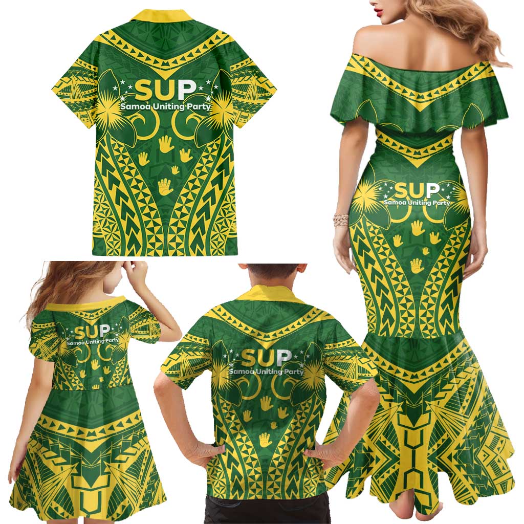 Samoa SUP Family Matching Mermaid Dress and Hawaiian Shirt Samoan Coat Of Arms LT05 - Polynesian Pride