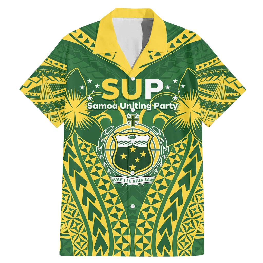Samoa SUP Family Matching Mermaid Dress and Hawaiian Shirt Samoan Coat Of Arms LT05 Dad's Shirt - Short Sleeve Green - Polynesian Pride