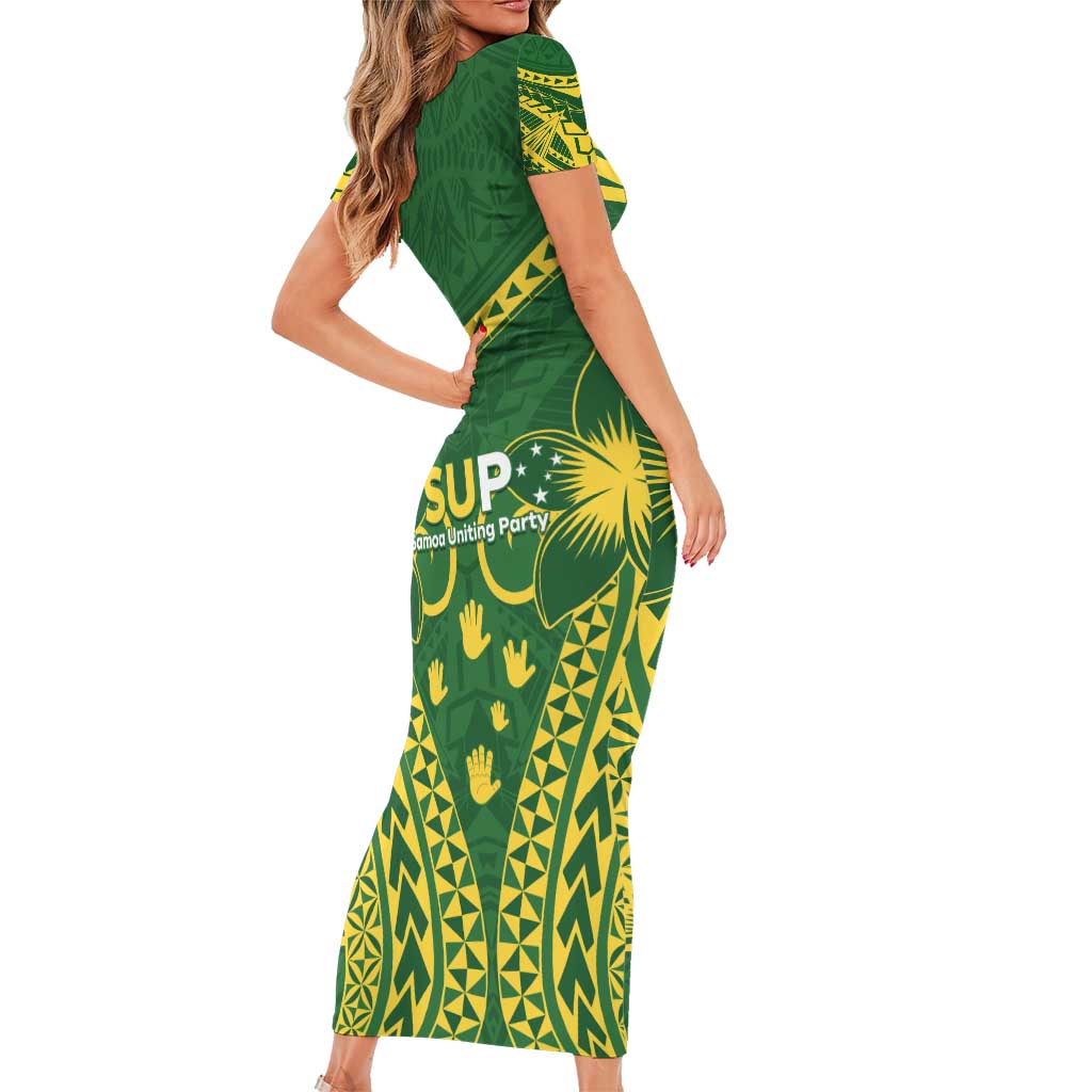 Samoa SUP Family Matching Short Sleeve Bodycon Dress and Hawaiian Shirt Samoan Coat Of Arms LT05 - Polynesian Pride