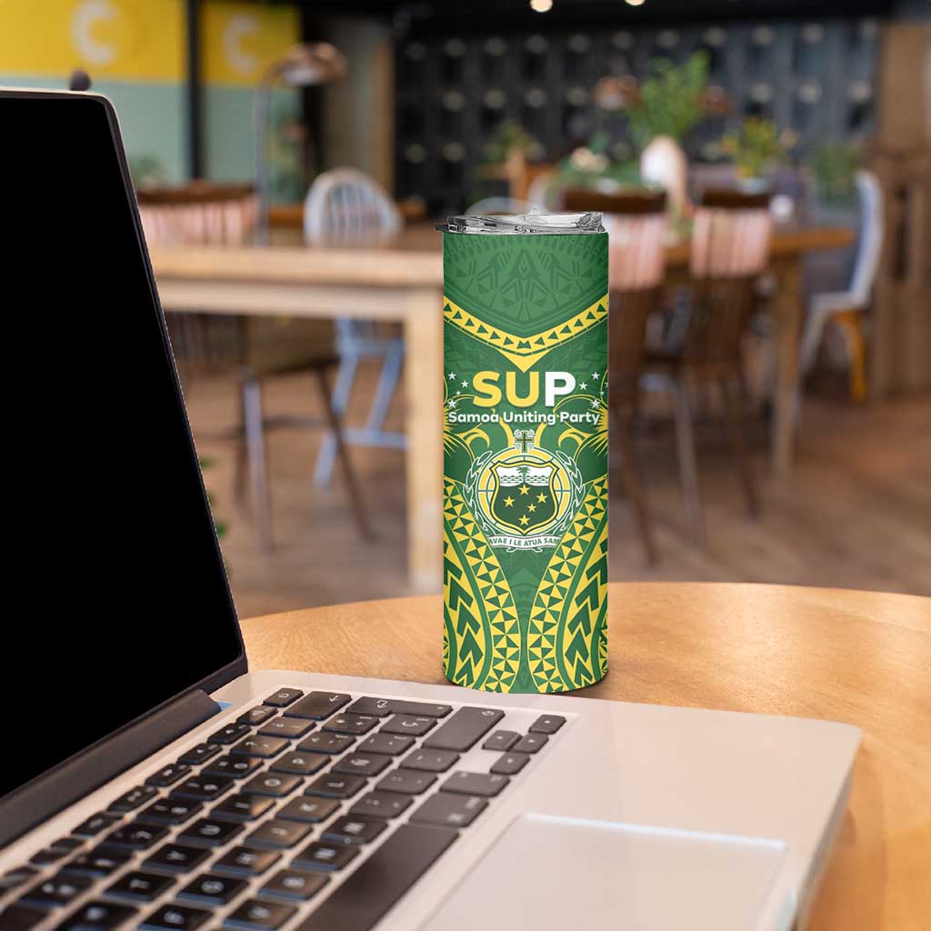 Samoa SUP Skinny Tumbler Samoan Coat Of Arms - Polynesian Pride