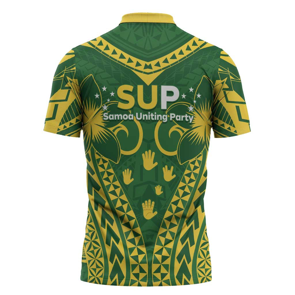 Samoa SUP Zipper Polo Shirt Samoan Coat Of Arms - Polynesian Pride