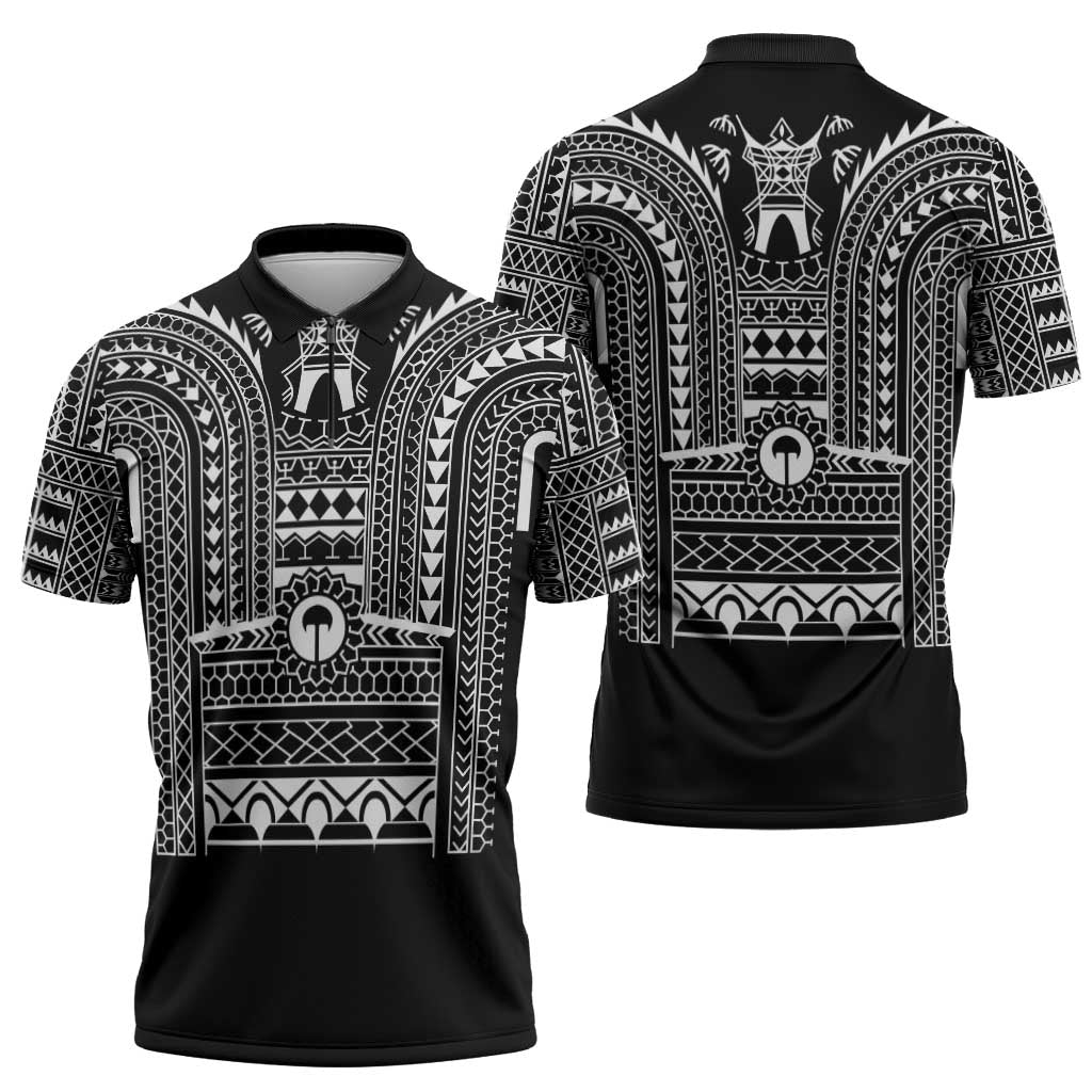 Philippines Igorot Tribal Art Tattoo Black Zipper Polo Shirt - Polynesian Pride