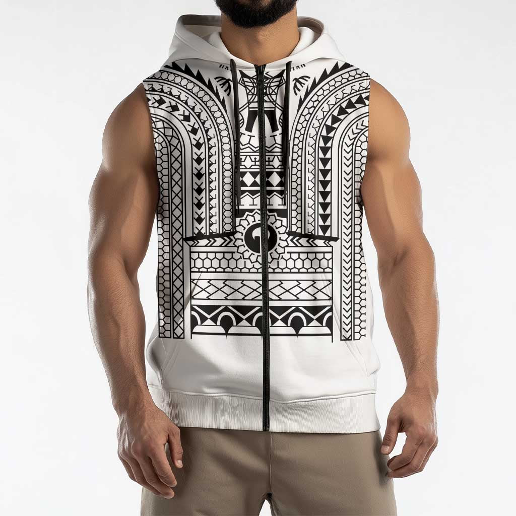 Philippines Igorot Tribal Art Tattoo White Sleeveless Zip Hoodie - Polynesian Pride