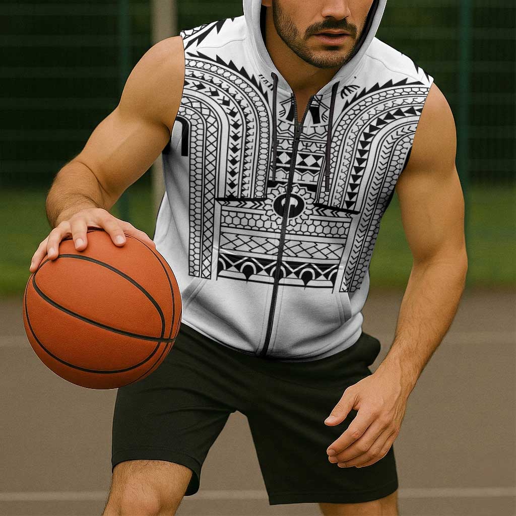 Philippines Igorot Tribal Art Tattoo White Sleeveless Zip Hoodie - Polynesian Pride