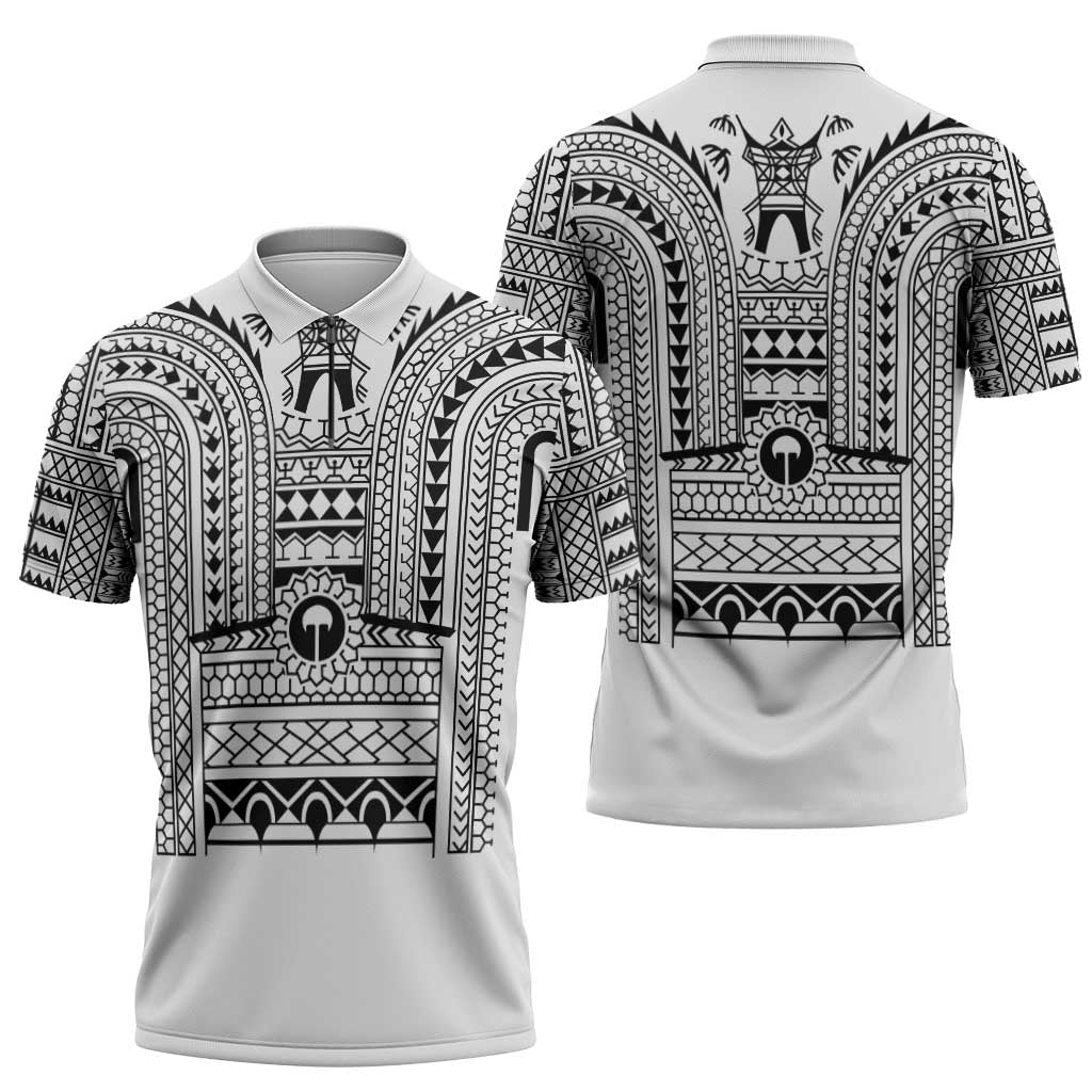 Philippines Igorot Tribal Art Tattoo White Zipper Polo Shirt - Polynesian Pride