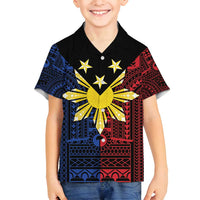 Philippines Sun Star Family Matching Long Sleeve Bodycon Dress and Hawaiian Shirt Igorot Tribal Inspiration LT05 Son's Shirt Black - Polynesian Pride